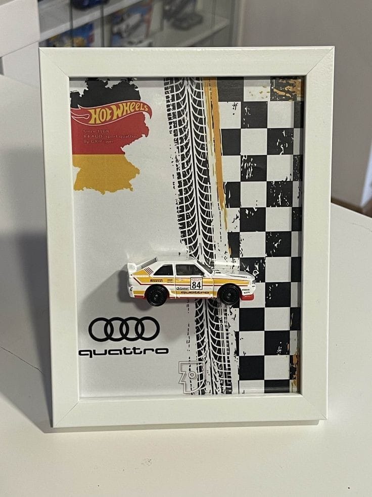Framed Hot Wheels Audi Sport Quattro Wall Display – Race Track Edition